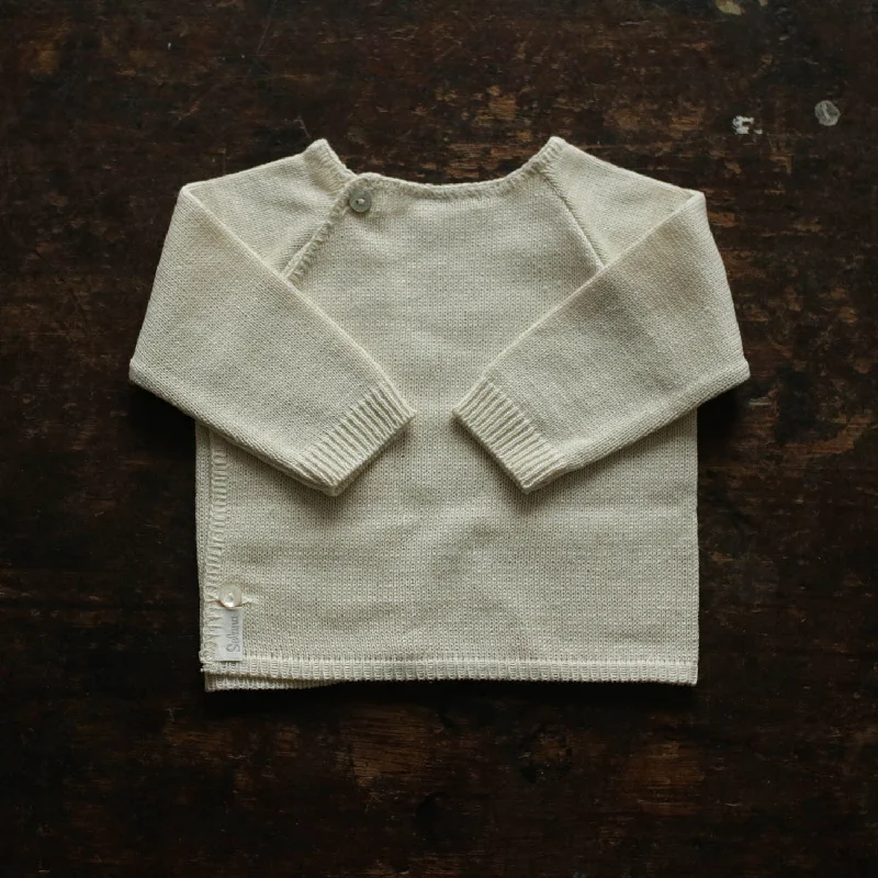 European Plan Baby Bourette Silk Side Close Cardigan - Natural