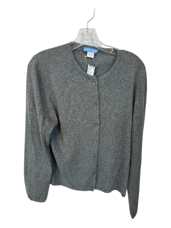 Minimal Classic White + Warren Size XL Gray Cashmere Long Sleeve Button Down Knit Sweater