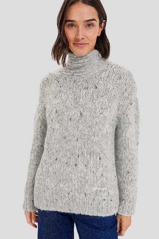 Light Layers Paloma Melange Chunky Marled Handknit Open Back Pullover