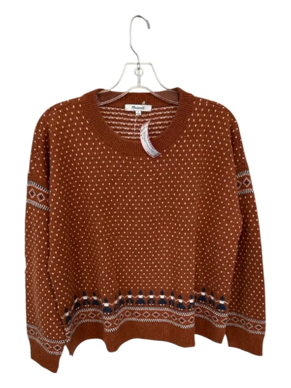 Denim Design Madewell Size M Rust & White Wool Knit Long Sleeve Sweater