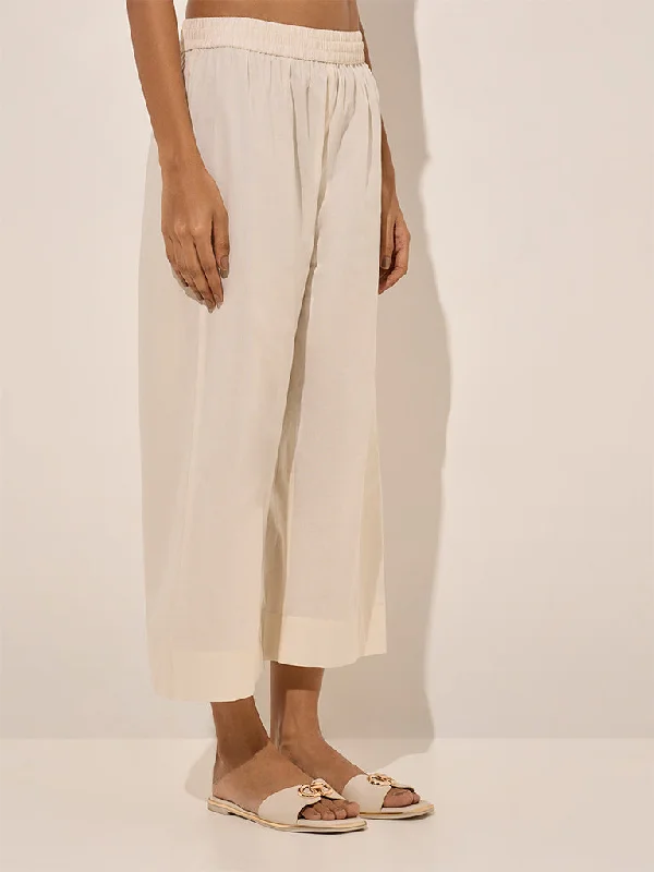 Easygoing Fashion Utsa Off-White Cotton Pants