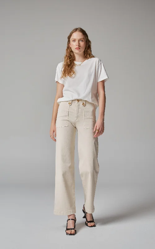 Exquisite Details Carrie Cream Wide Straight Leg Jeans
