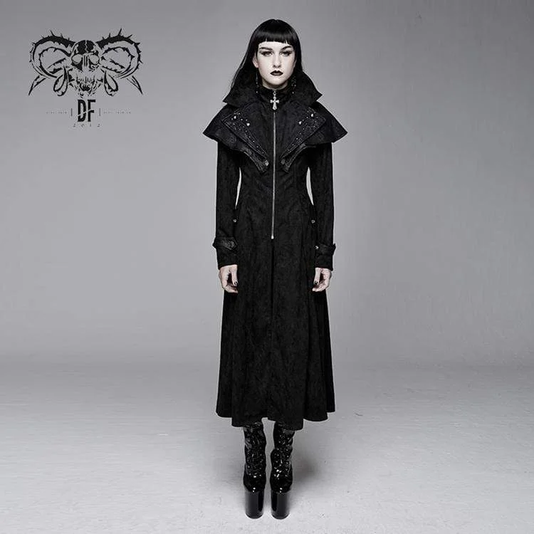 Carefree Style Women's Goth Cape Collar Long Jacket