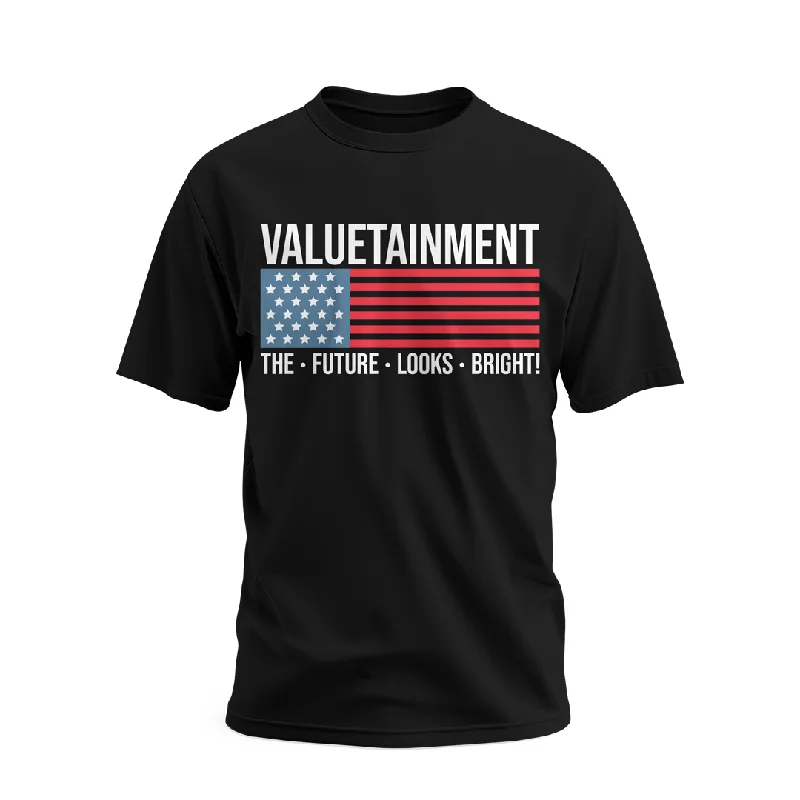 Warm Winter Series Future Looks Bright American Flag VT Black Short Sleeve T-Shirt