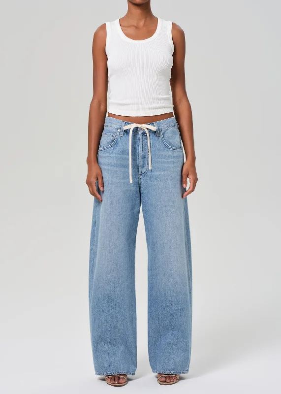 Modernism Petite Brynn Drawstring Trouser in Blue Lace