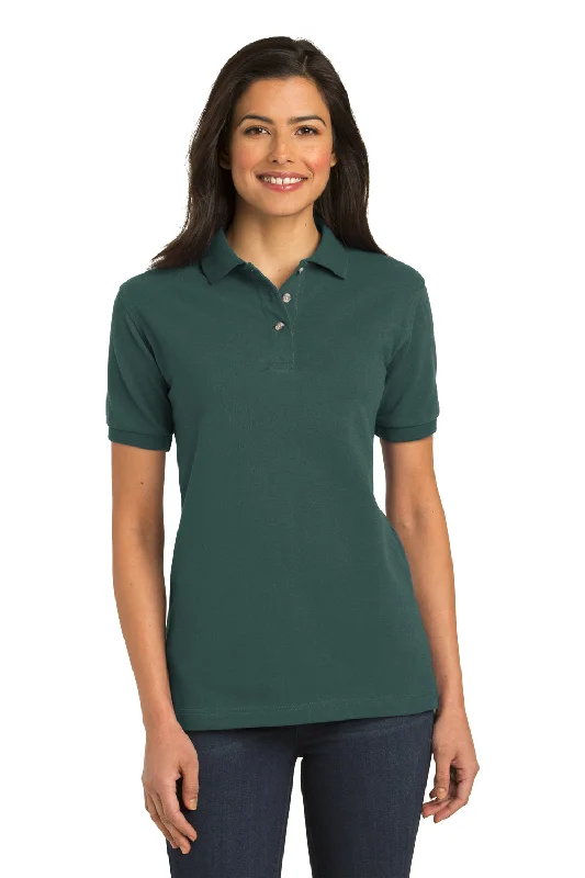 Casual Street Port Authority Womens Shrink Resistant Short Sleeve Polo Shirt - Dark Green - Closeout