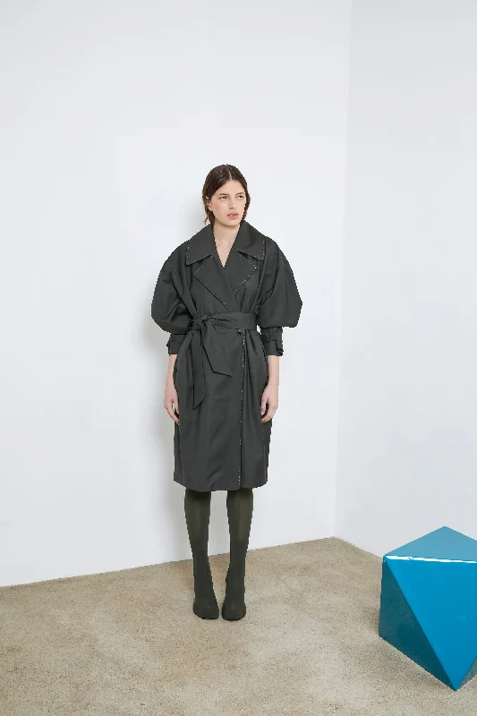 Fresh And Natural CONCORDE khaki - wool microfiber trench dress