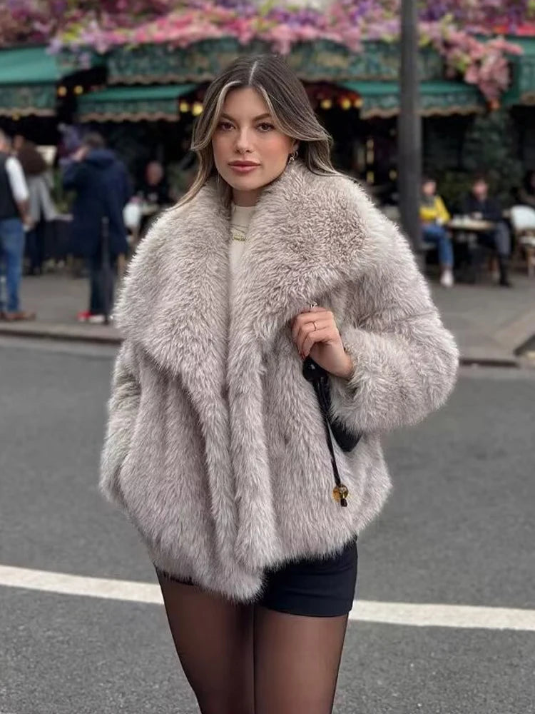 Exquisite Tailoring Faux Fur Oversized Fashion Thick Warm Casual Elegant Coats