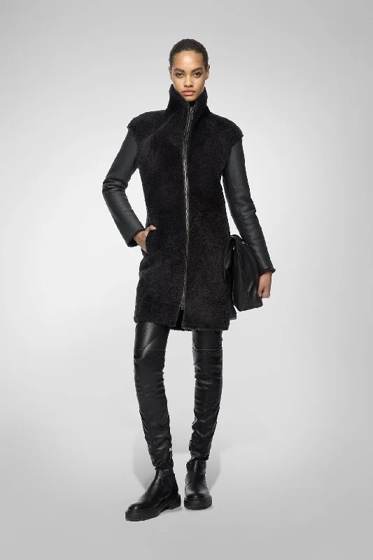 Lazy Style July - Anthracite Shearling Coat