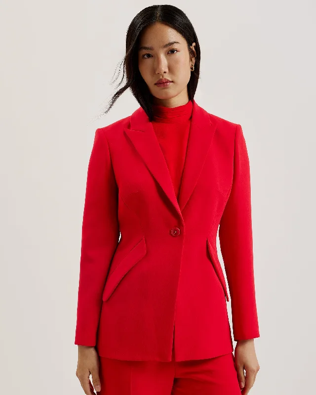 Cozy Pants Manabl Single Breasted Tailored Blazer Red