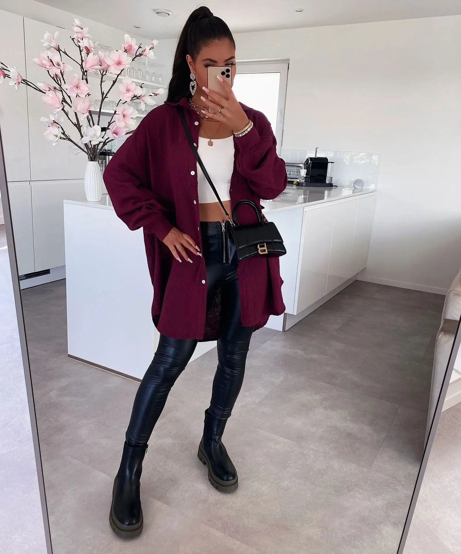 Versatile Comfort Wear Solid Color Loose Style Blouse Cotton Autumn New Women Winter Coats