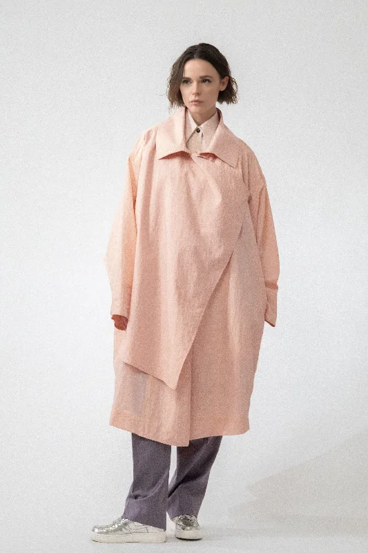 Noble Temperament TOLTEC pastel pink - nylon unisex oversize raincoat
