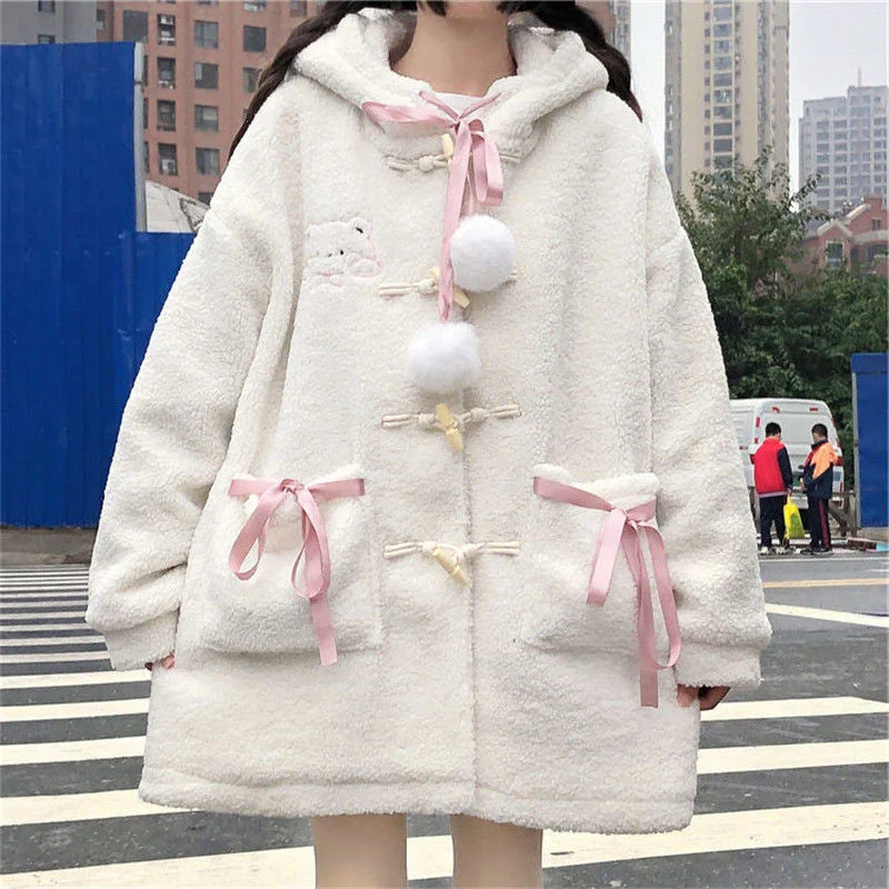 Chic Relaxation Fuzzy Bear Winter Coat