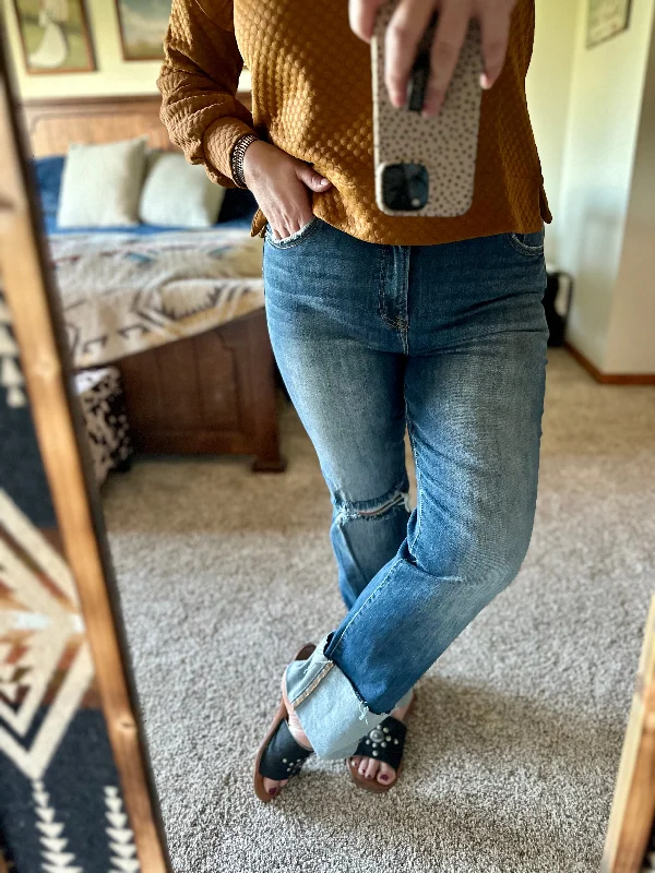 Classic Series Risen High Rise Cuffed Straight Jeans