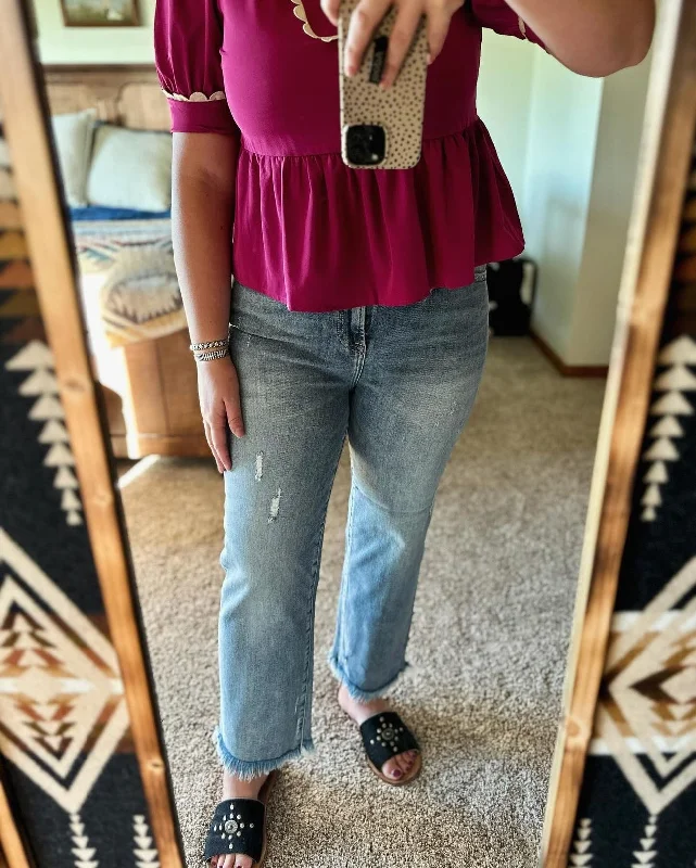 Elegant Style Risen High Rise Straight Jeans
