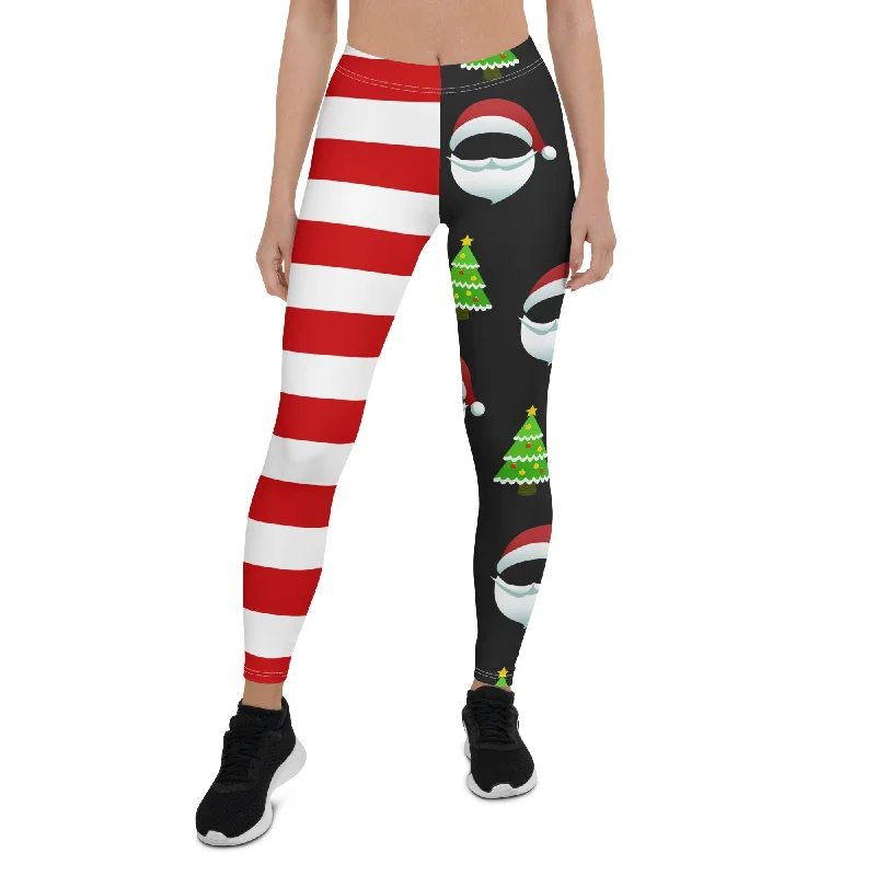 College Style Santa Claus Stripes Leggings