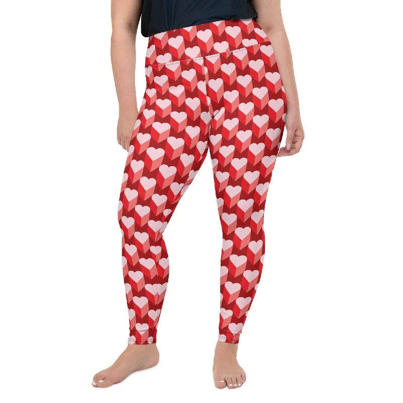 Minimal Style Valentine's Day Heart Plus Size Leggings