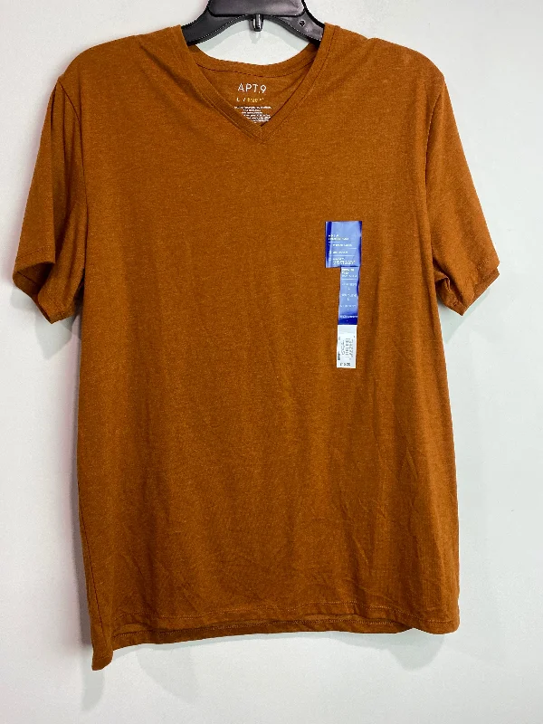Comfortable down Top Short Sleeve By Apt 9 In Brown, Size: L