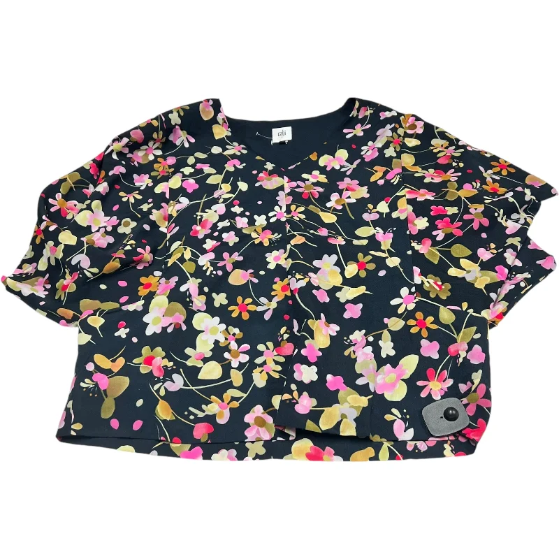 Layered Style Top Short Sleeve By Cabi In Floral Print, Size: S