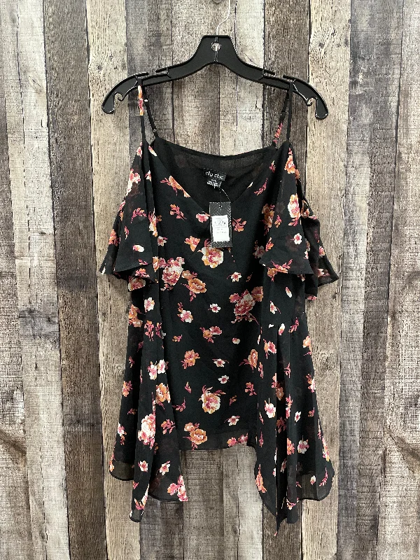 Multifunctional Style Top Short Sleeve By City Chic In Floral Print, Size: L