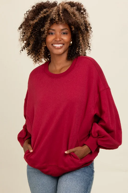 Comfy Pants Burgundy Oversized Balloon Sleeve Sweatshirt
