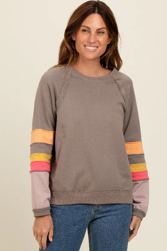 Light Fit Mocha Colorblock Sleeve Pullover