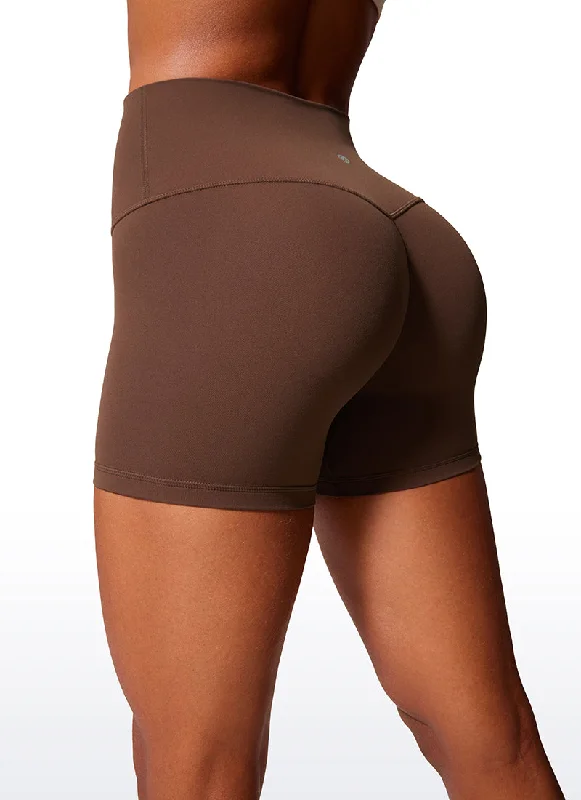 Lace Design Butterlift High Waist Scrunch Butt Biker Shorts 4'' - No front seam