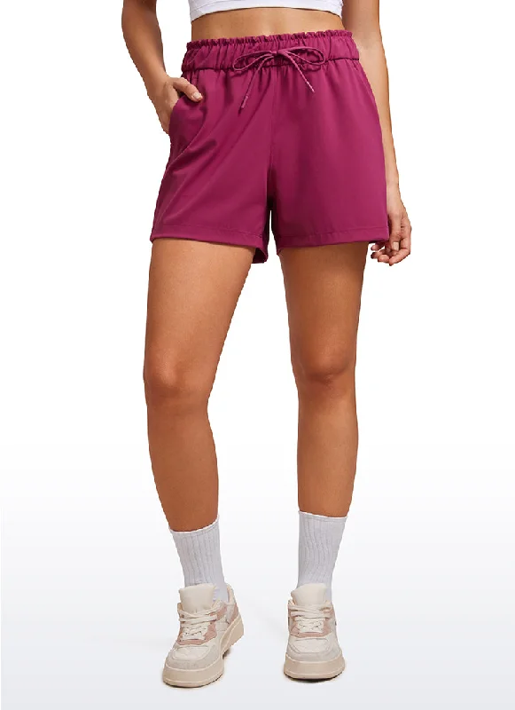 Chic Lounge Stretch High-Rise Drawstring Shorts with Pockets 2.5"