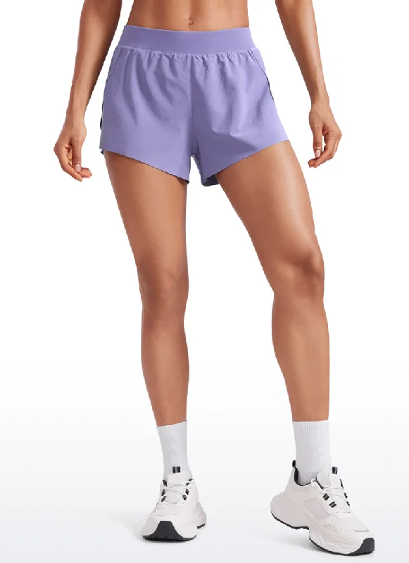 Personal Design Feathery-Fit Soft Low Waisted V Split Mesh Lined Shorts 2.5''