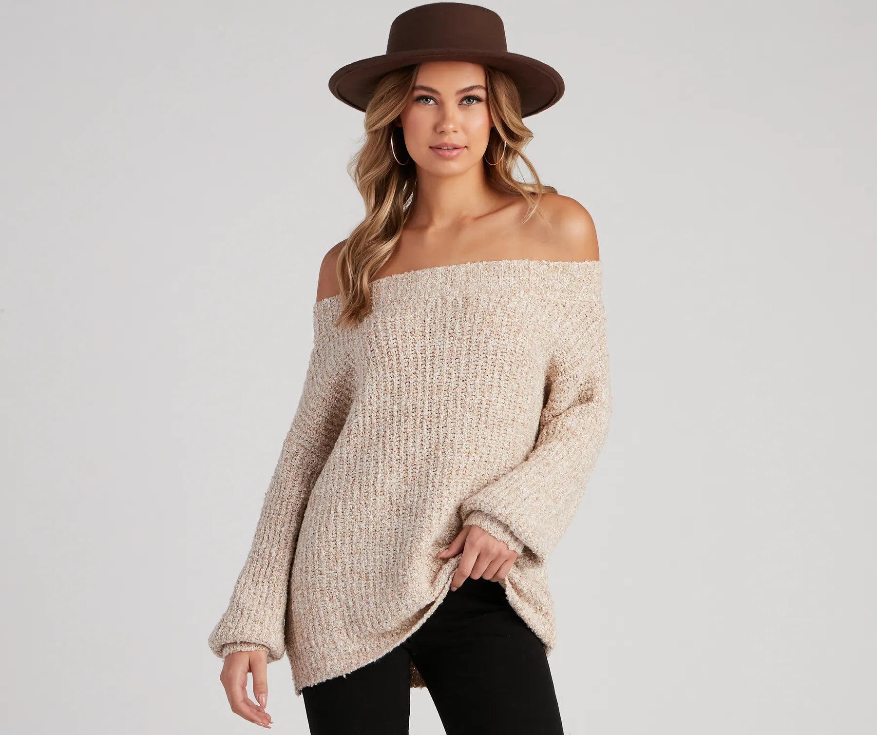 Relaxed Looks So Cozy Off-The-Shoulder Sweater