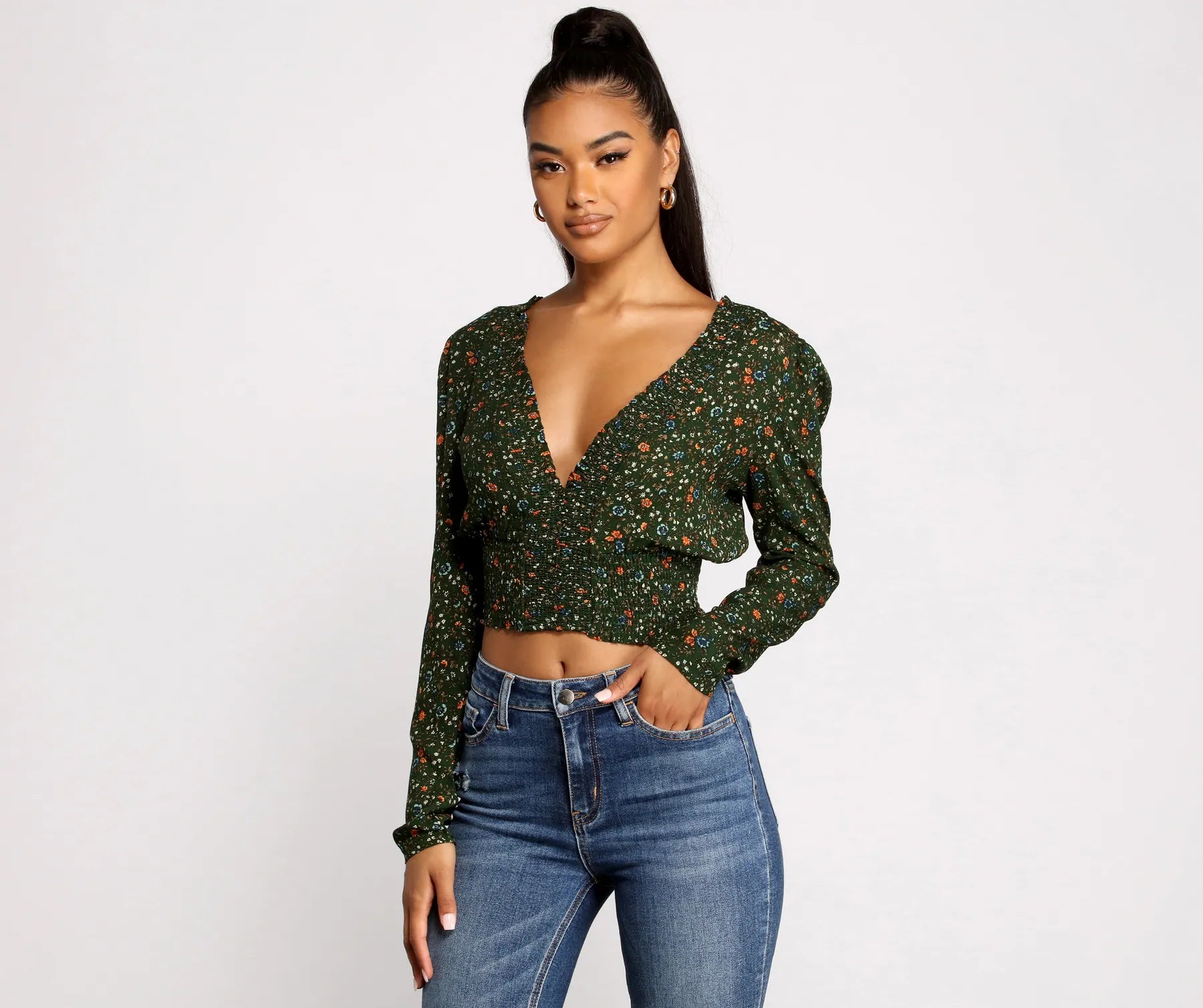 Comfy Dress Sweet Intentions Smocked Knit Floral Crop Top