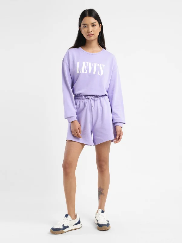 Weekend Comfort Women's Mid Rise Purple Regular Fit Shorts