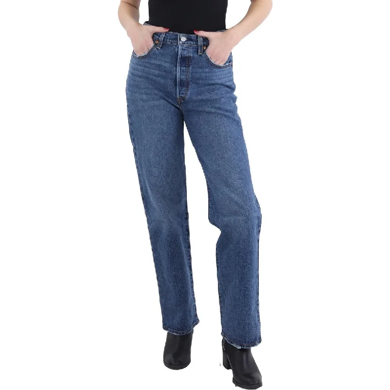 Basic Version Womens High Rise Stretch Straight Leg Jeans